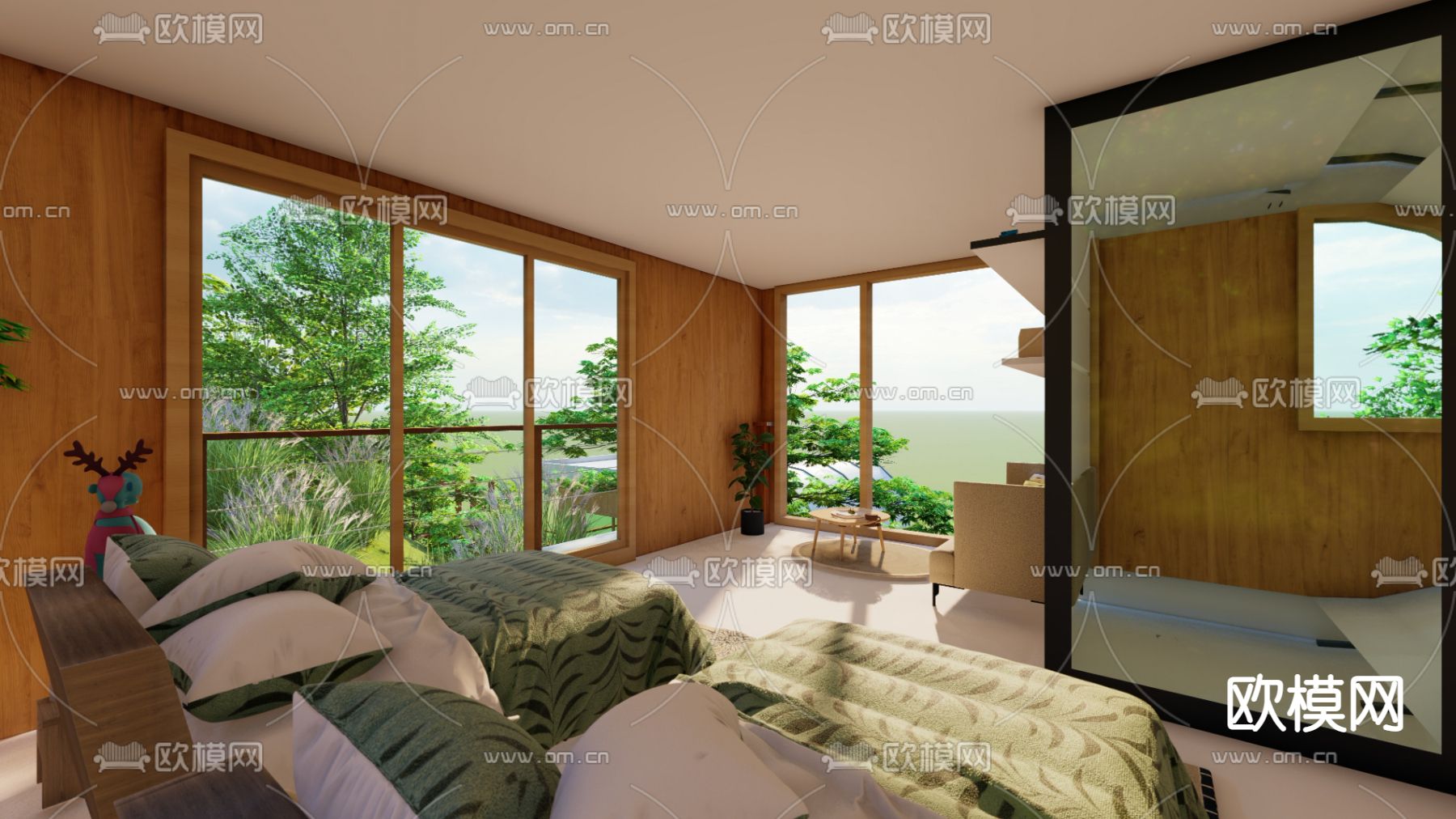 现代网红打卡景点树屋民宿su模型下载（渲染图3）