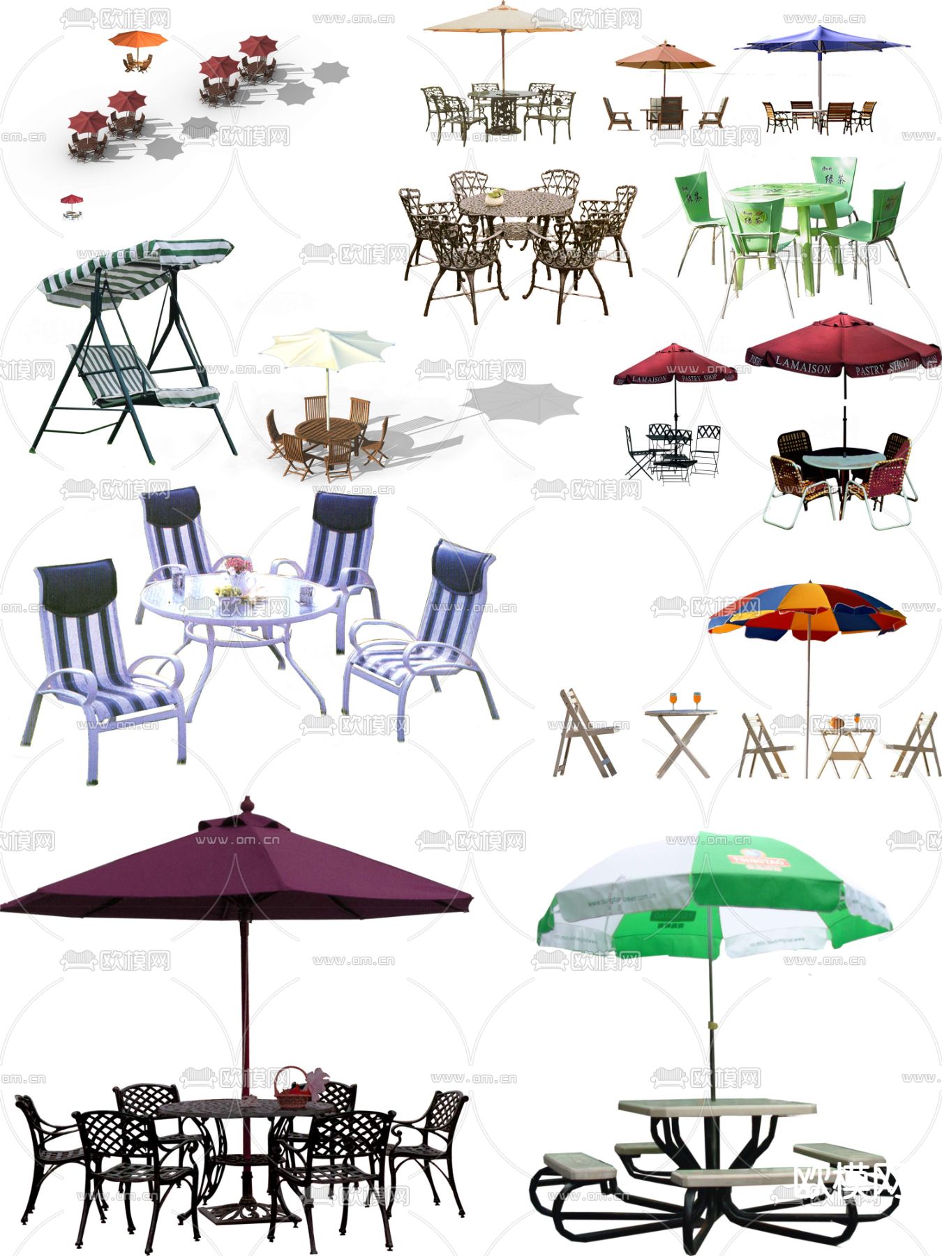 现代商场外摆伞座桌椅psd下载_ID12131395_3dmax免费模型-欧模网