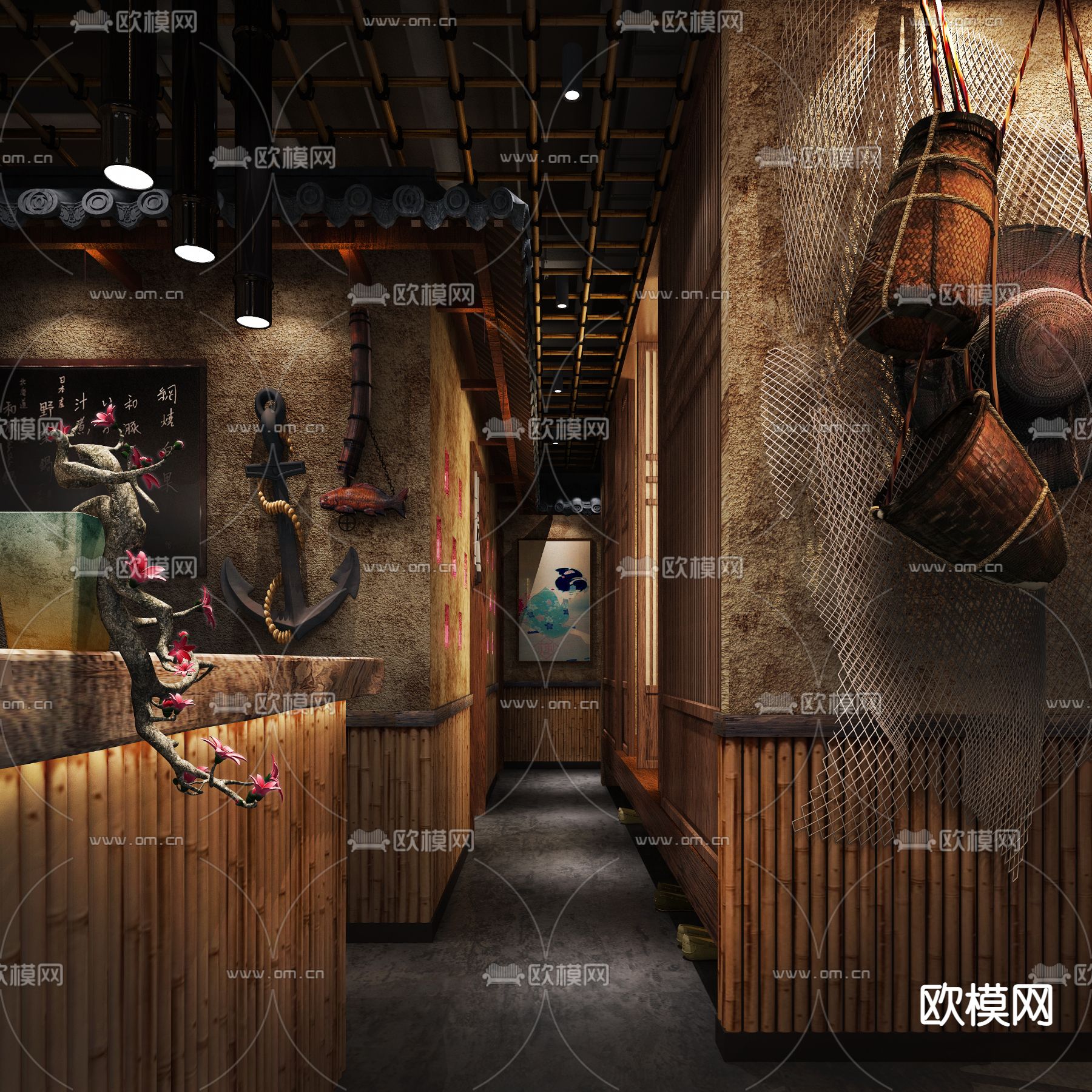 日式居酒屋餐饮3d模型下载（渲染图2）