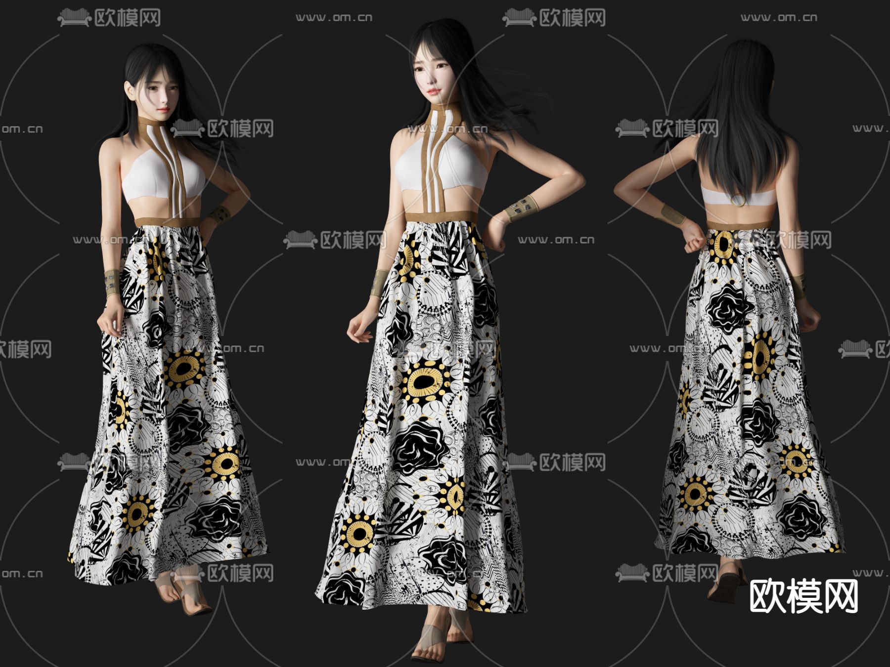 现代气质美女人物3d模型下载