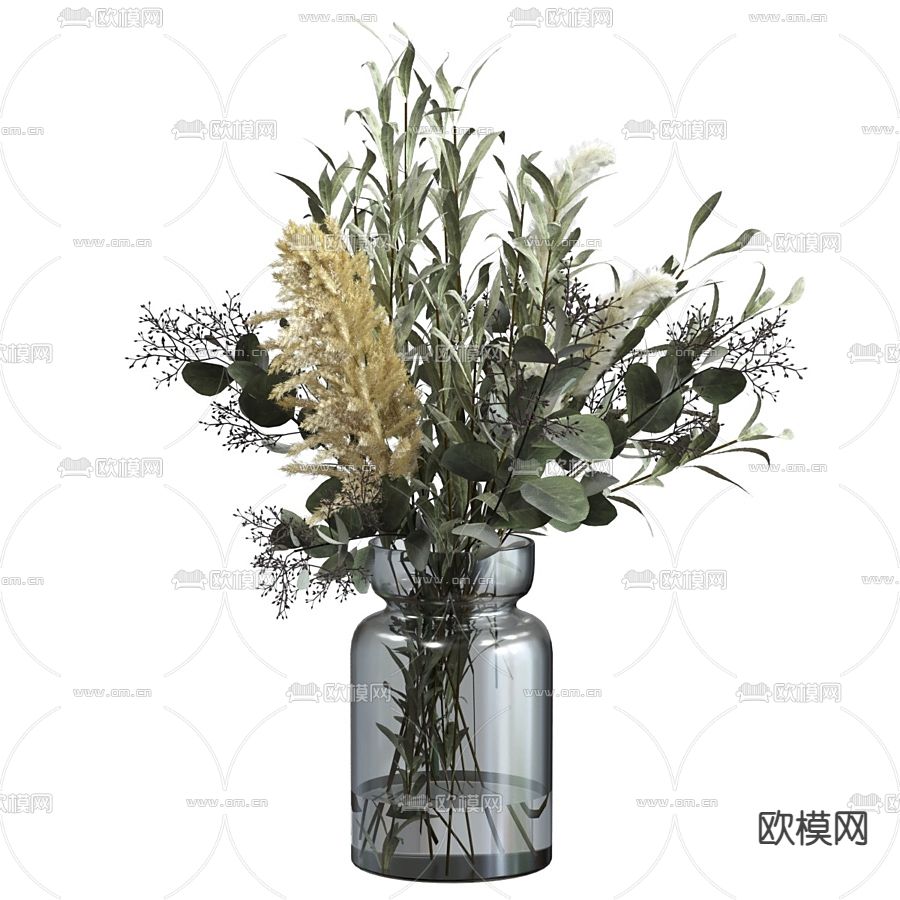 现代花瓶花艺 插花 花卉3d模型