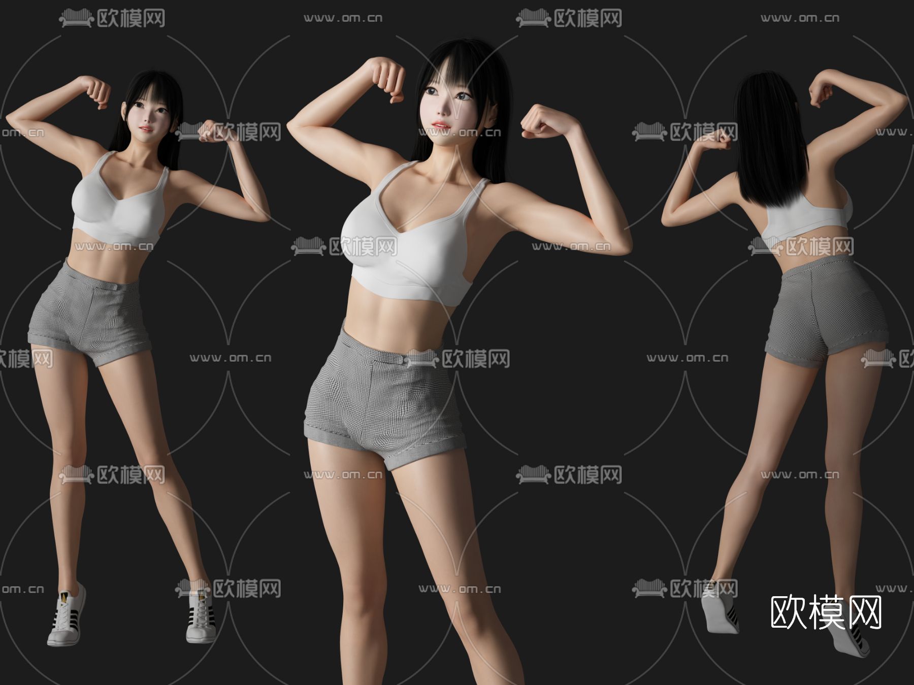 现代健身女性人物3d模型下载