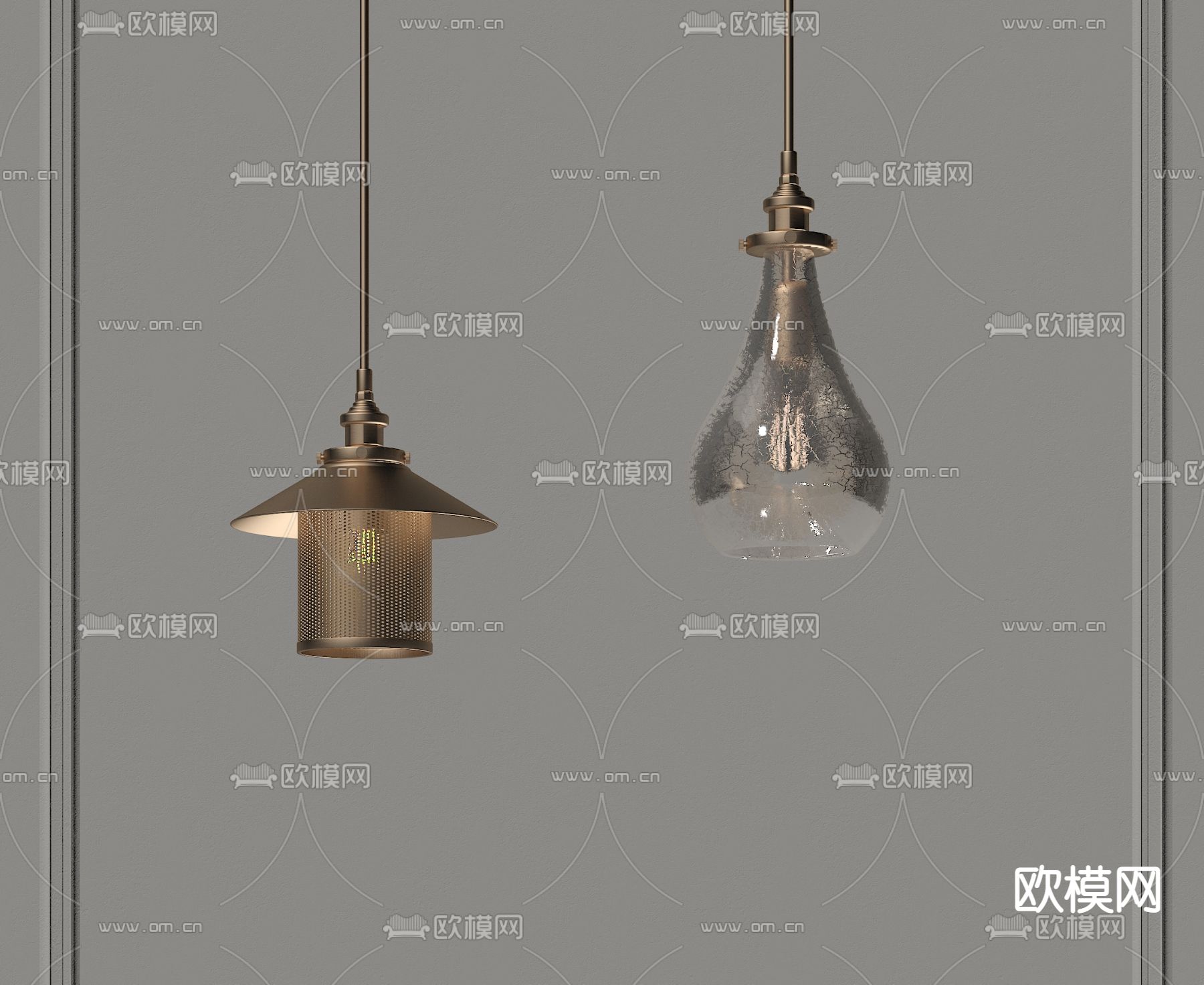 现代轻奢玻璃吊灯su模型下载（渲染图2）