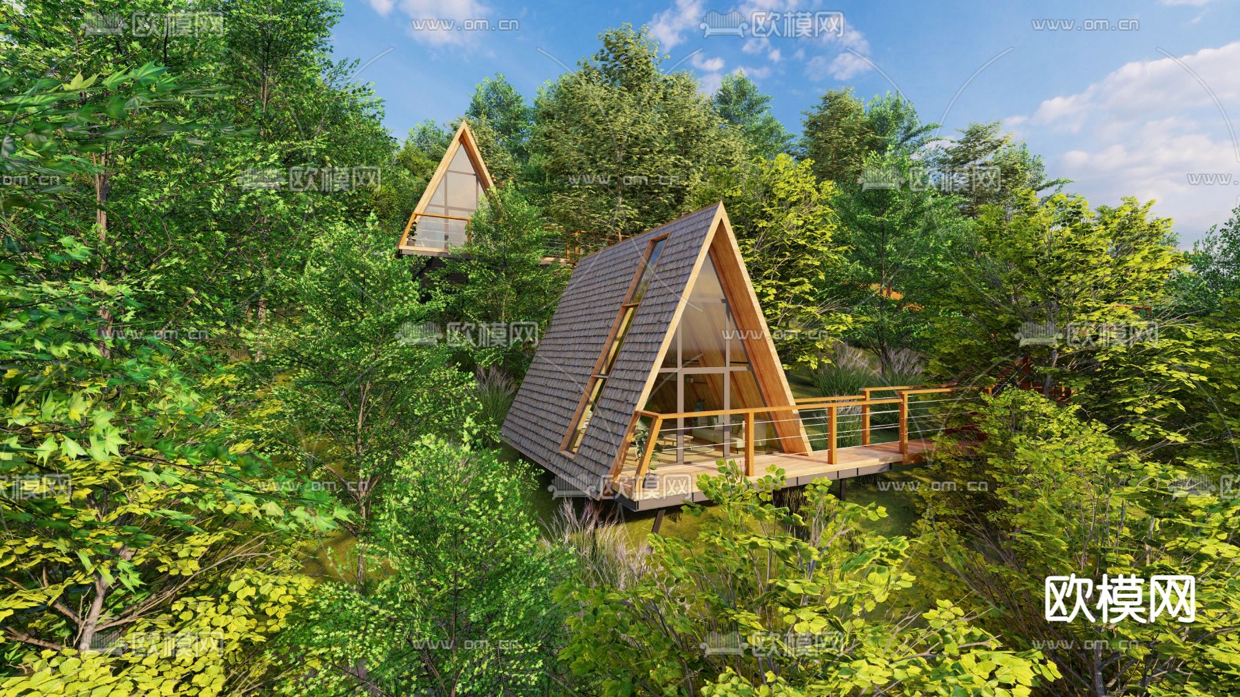 现代网红打卡景点树屋民宿su模型下载（渲染图10）