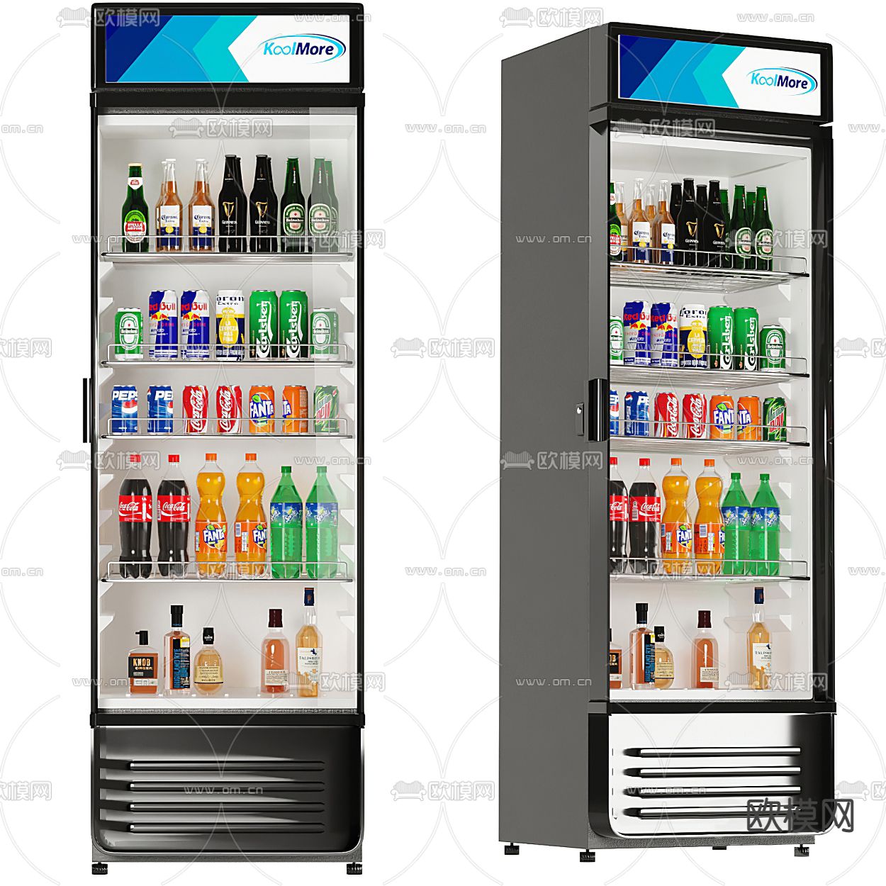 现代超市冰箱 饮料柜su模型下载（渲染图1）
