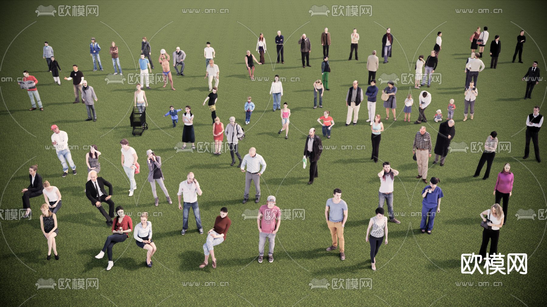 现代人物 男人 女人su模型下载（渲染图3）