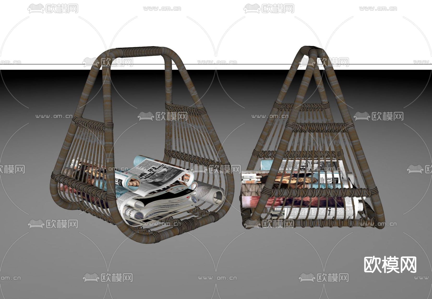 东南亚藤编书架su模型下载（渲染图2）