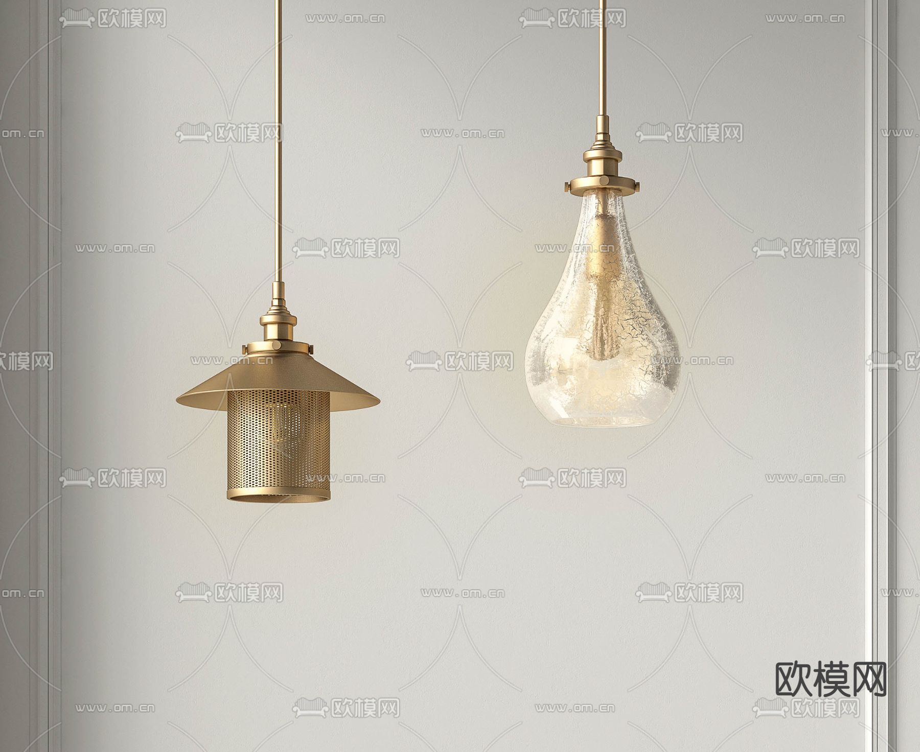 现代轻奢玻璃吊灯su模型下载（渲染图1）