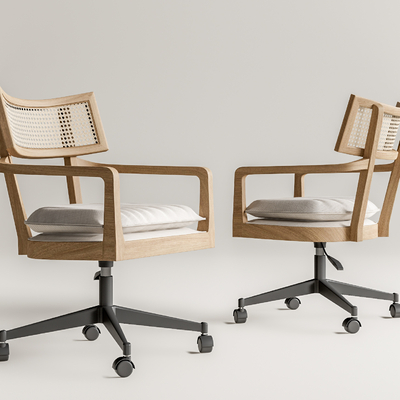 现代藤编办公转椅su模型