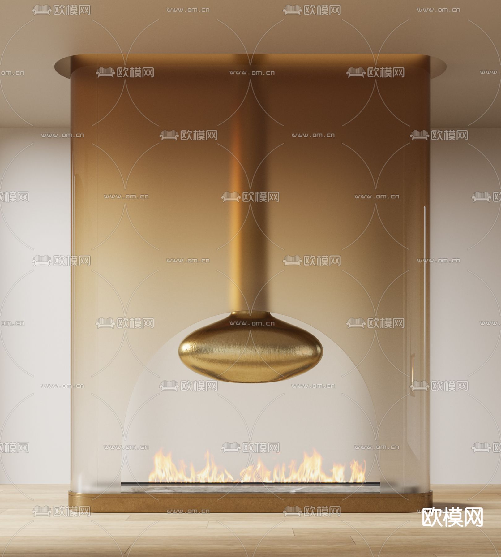 现代渐变玻璃壁炉3d模型下载