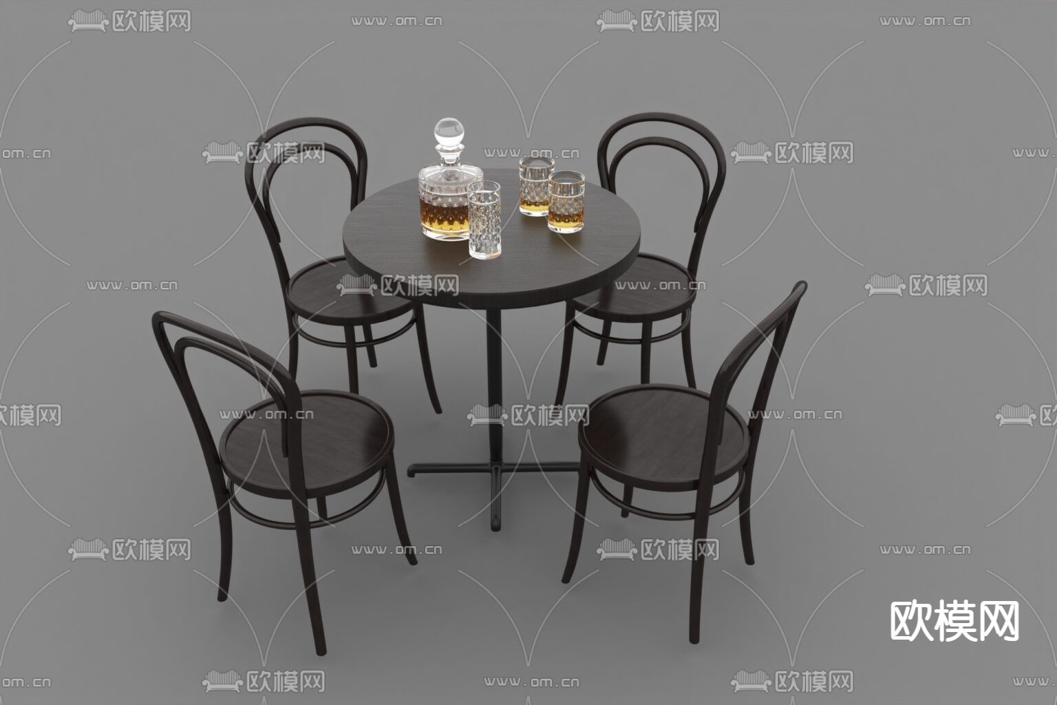 美式简约实木休闲桌椅免费3d模型下载