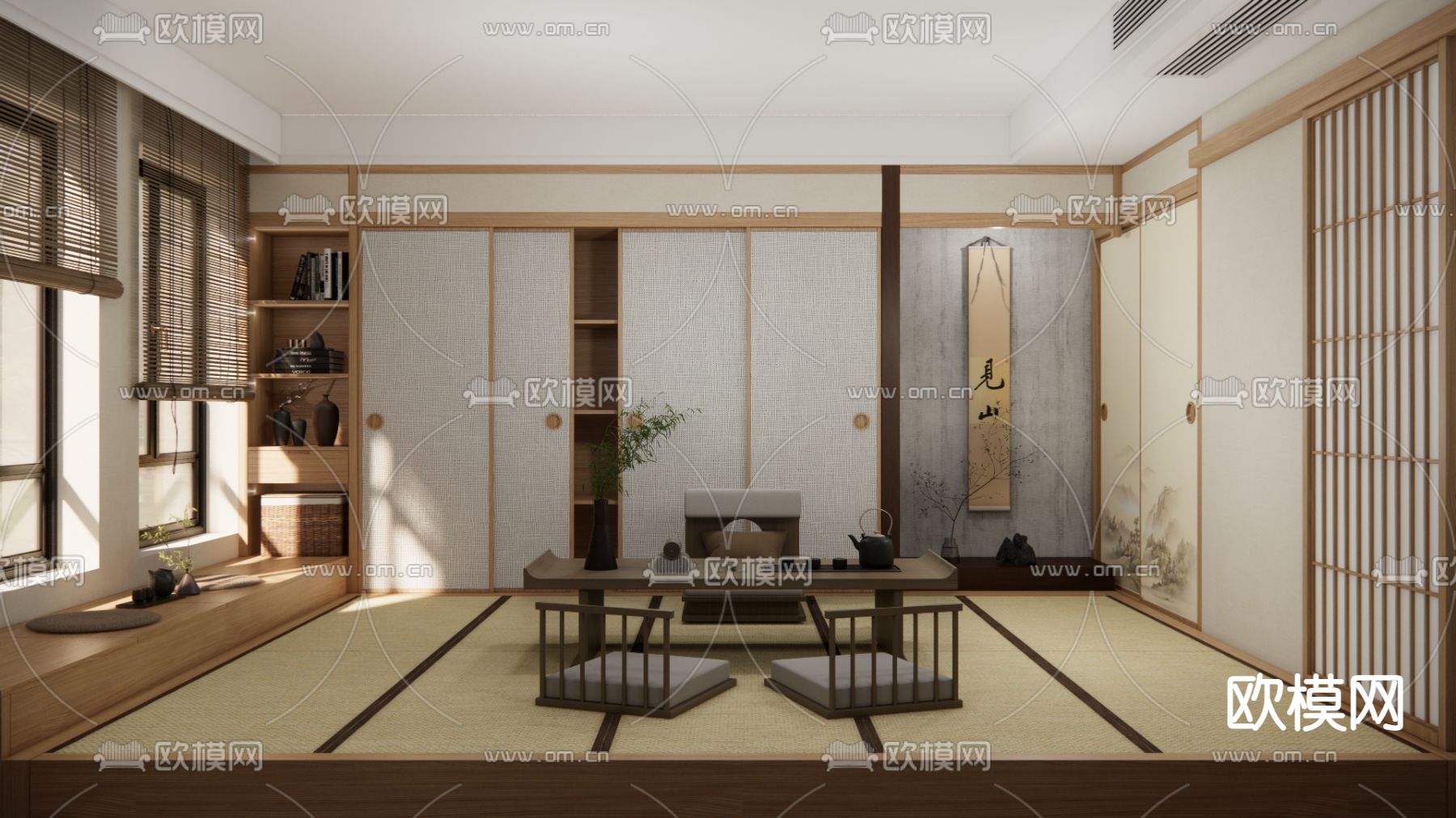 日式榻榻米茶室su模型下载（渲染图1）