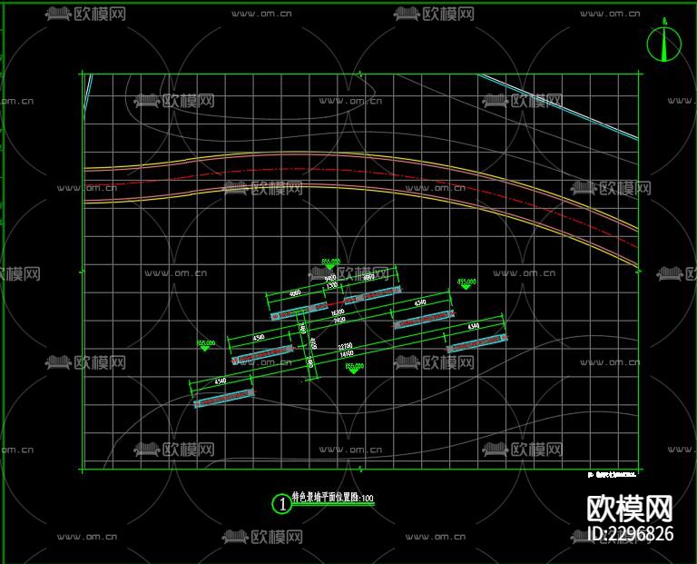 新中式文化景墙cad大样图下载（渲染图2）