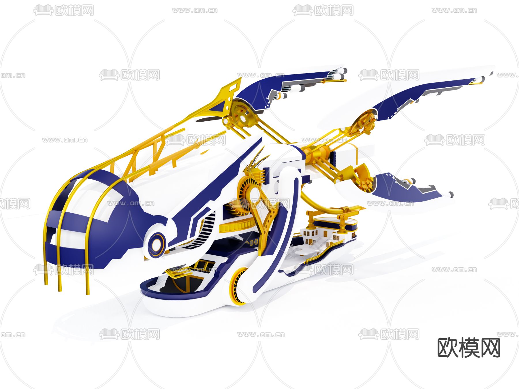 战舰飞船潮玩手办su模型下载（渲染图3）