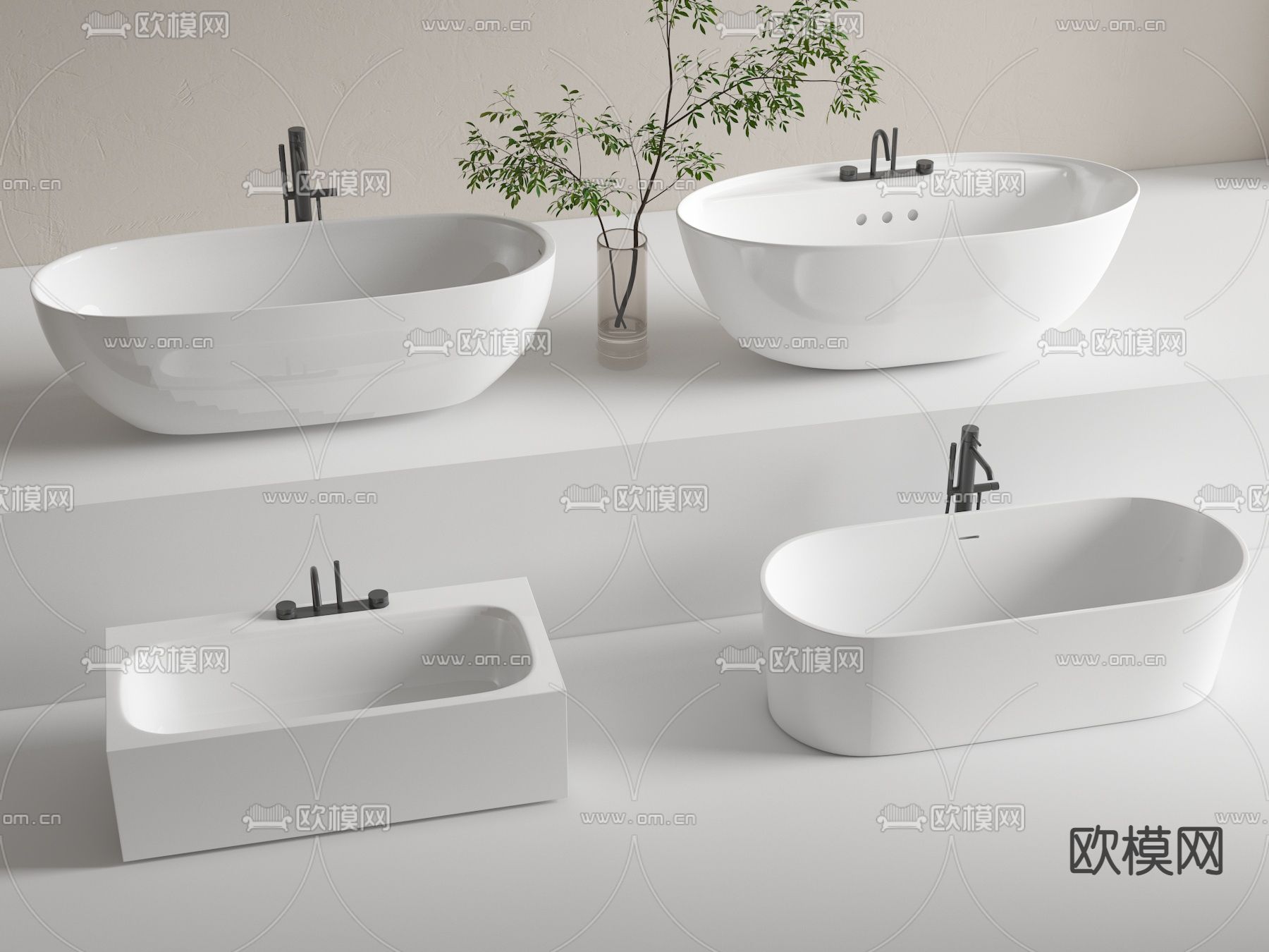 现代浴缸su模型下载（渲染图1）