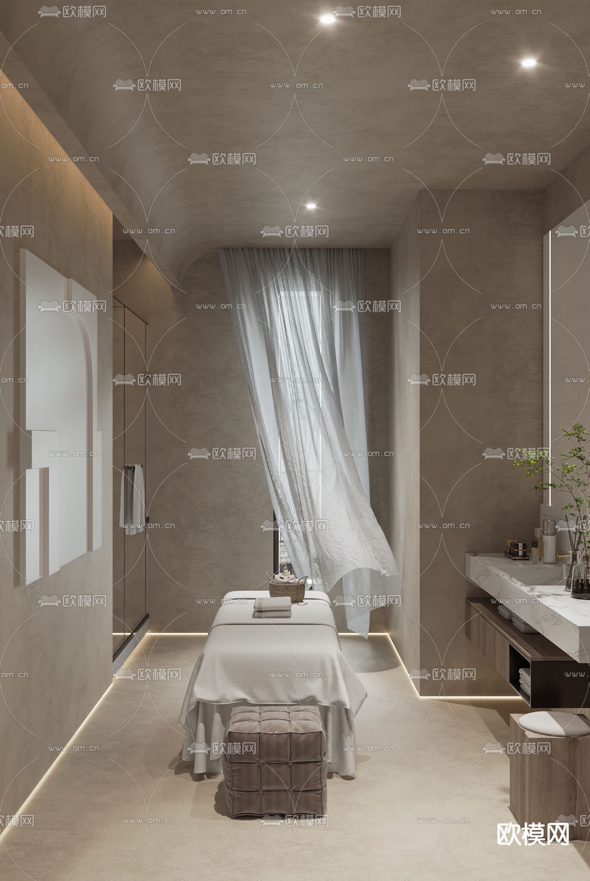 侘寂风SPA包房su模型下载（渲染图1）