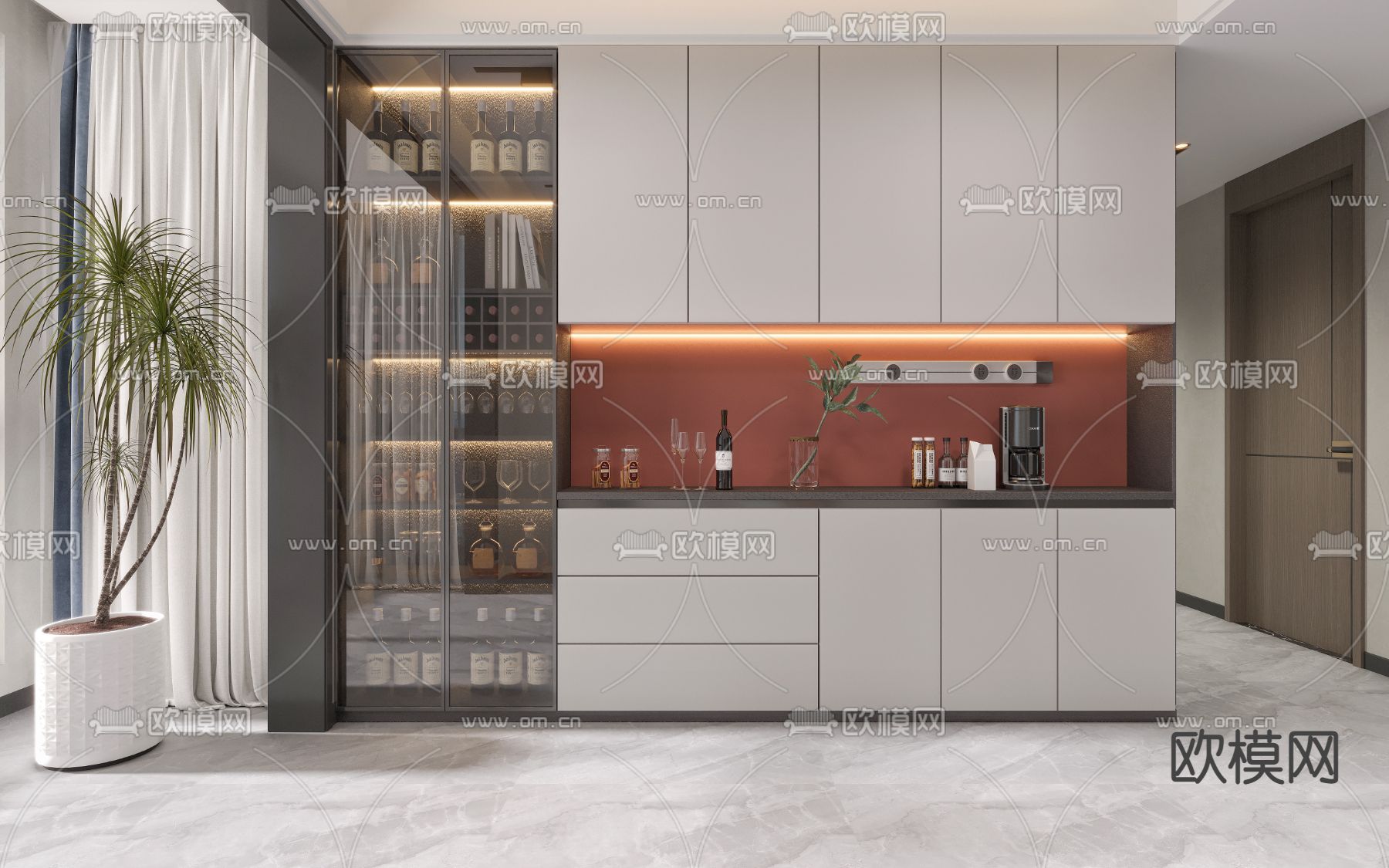 现代酒柜 装饰柜3d模型下载