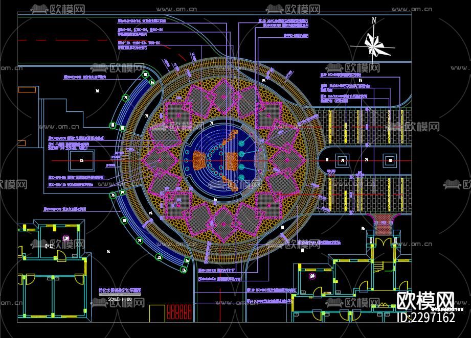 新中式景墙入口CAD施工图下载（渲染图10）