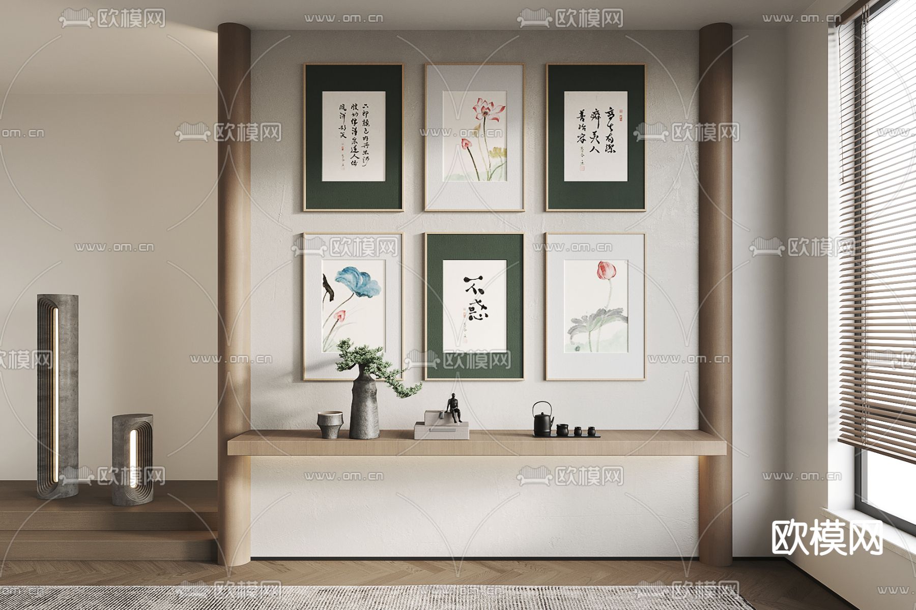 新中式字画装饰画su模型