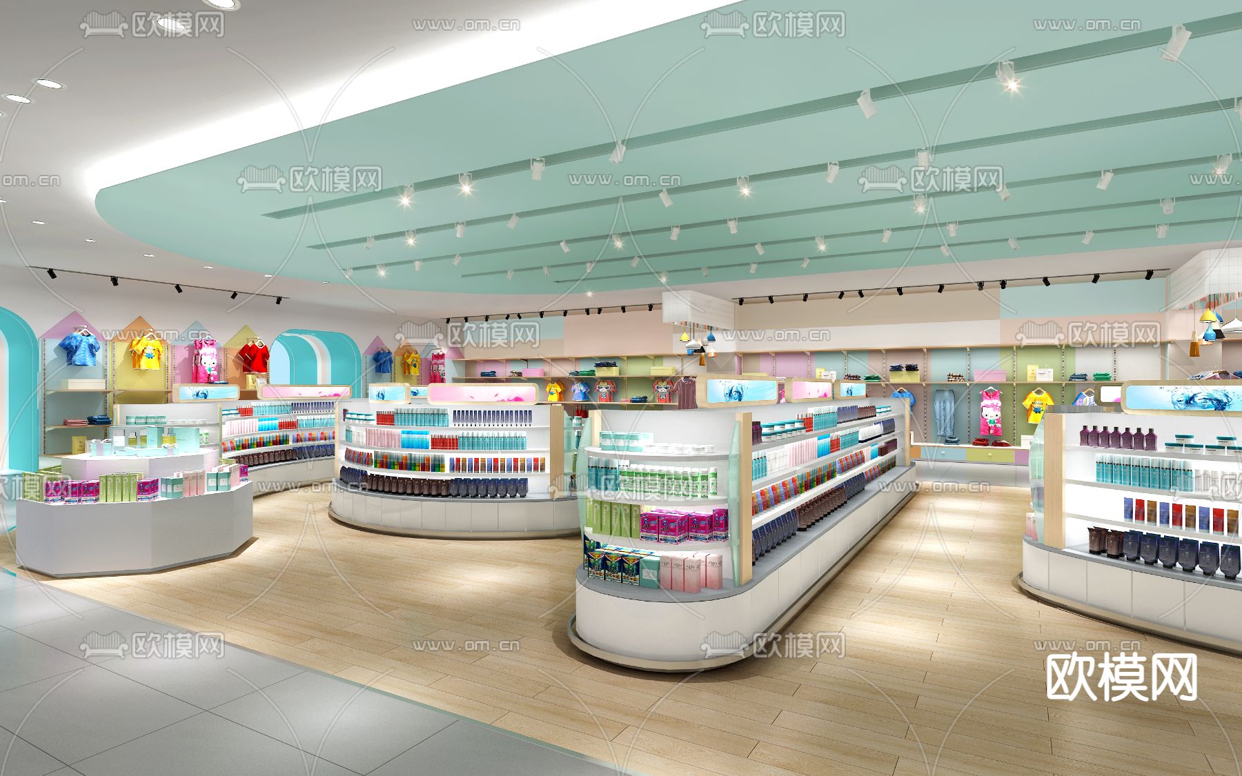 现代母婴店 童装区 玩具区3d模型下载（渲染图2）