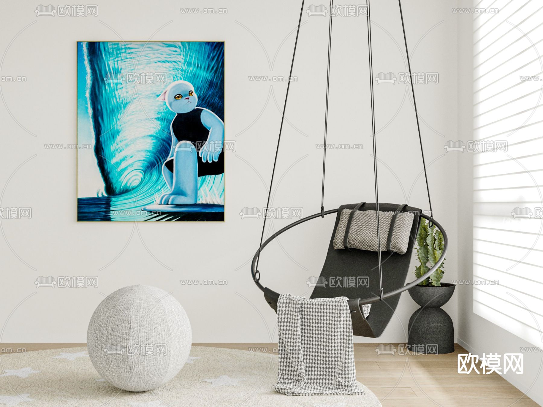 Minotti 吊椅 装饰画su模型