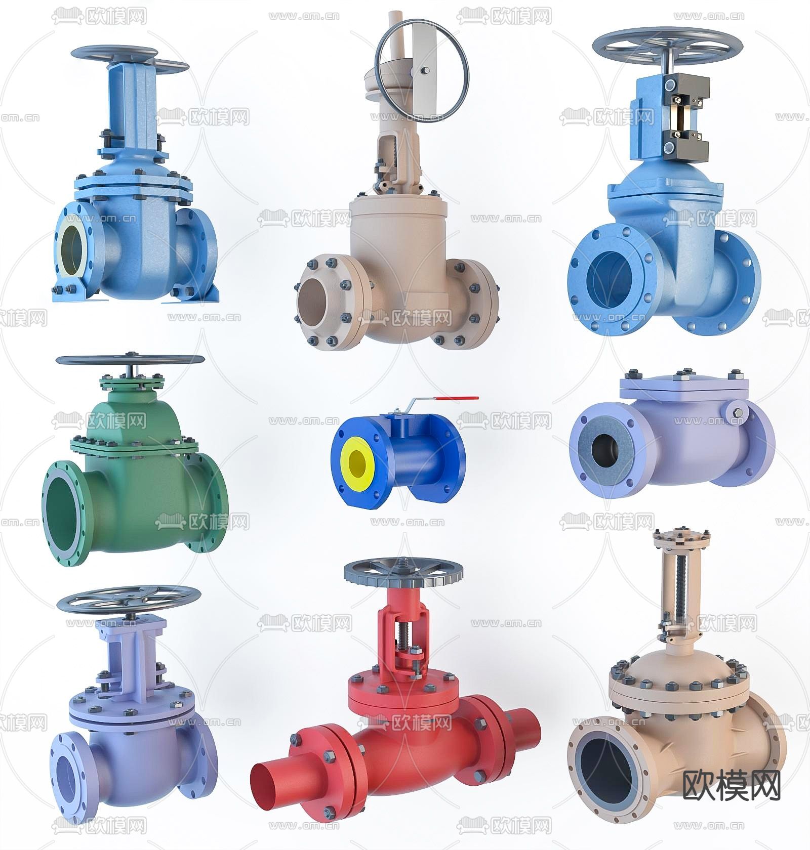 现代工业管道阀门su模型下载（渲染图1）