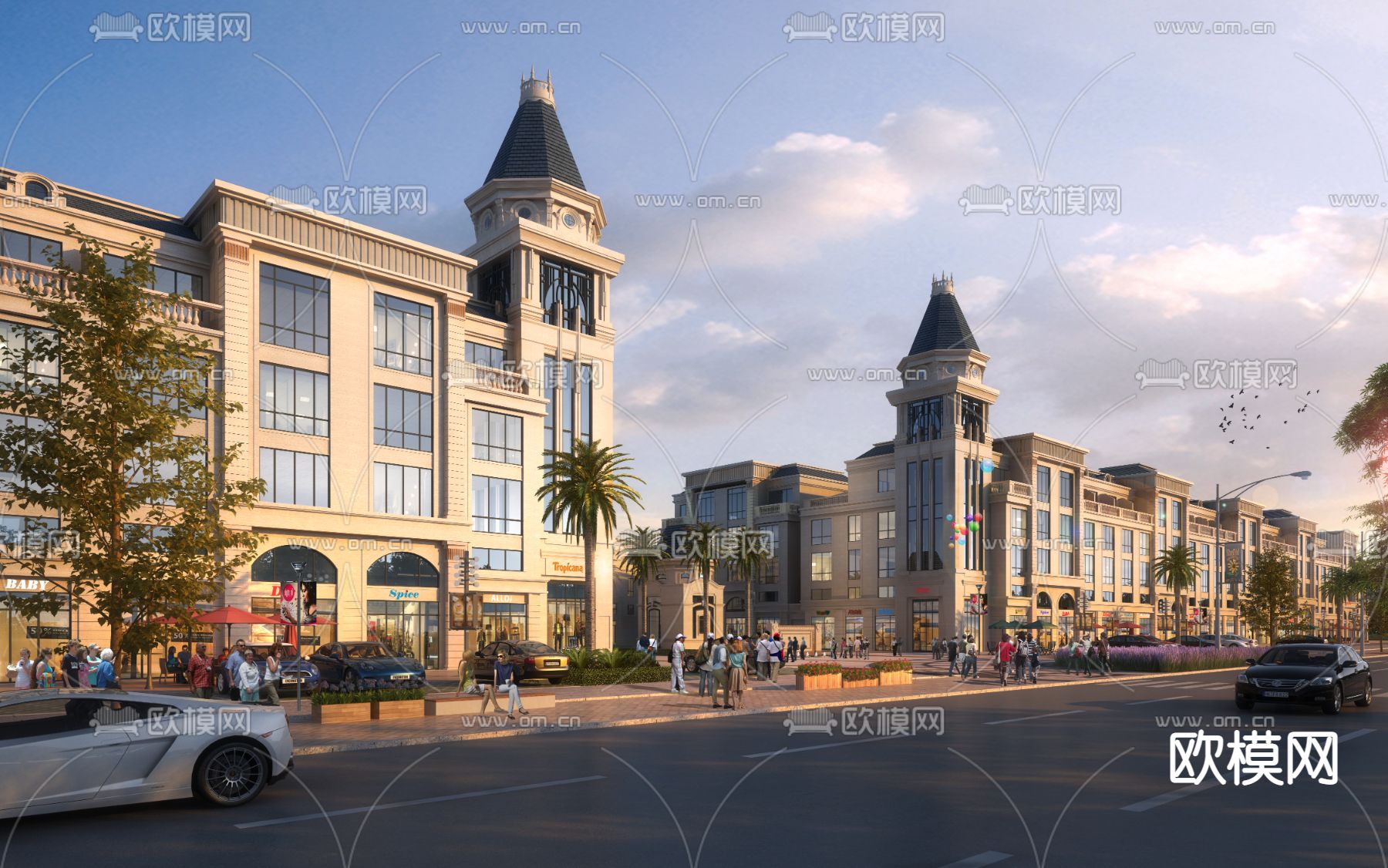 欧式商业楼建筑外观psd下载