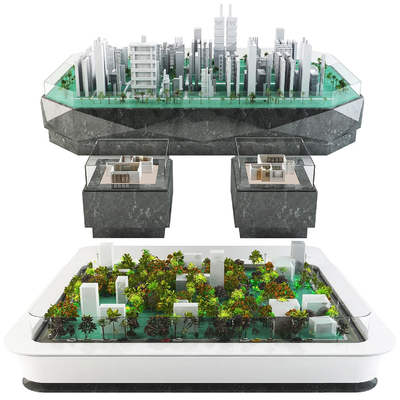  现代建筑规划楼盘沙盘su模型 