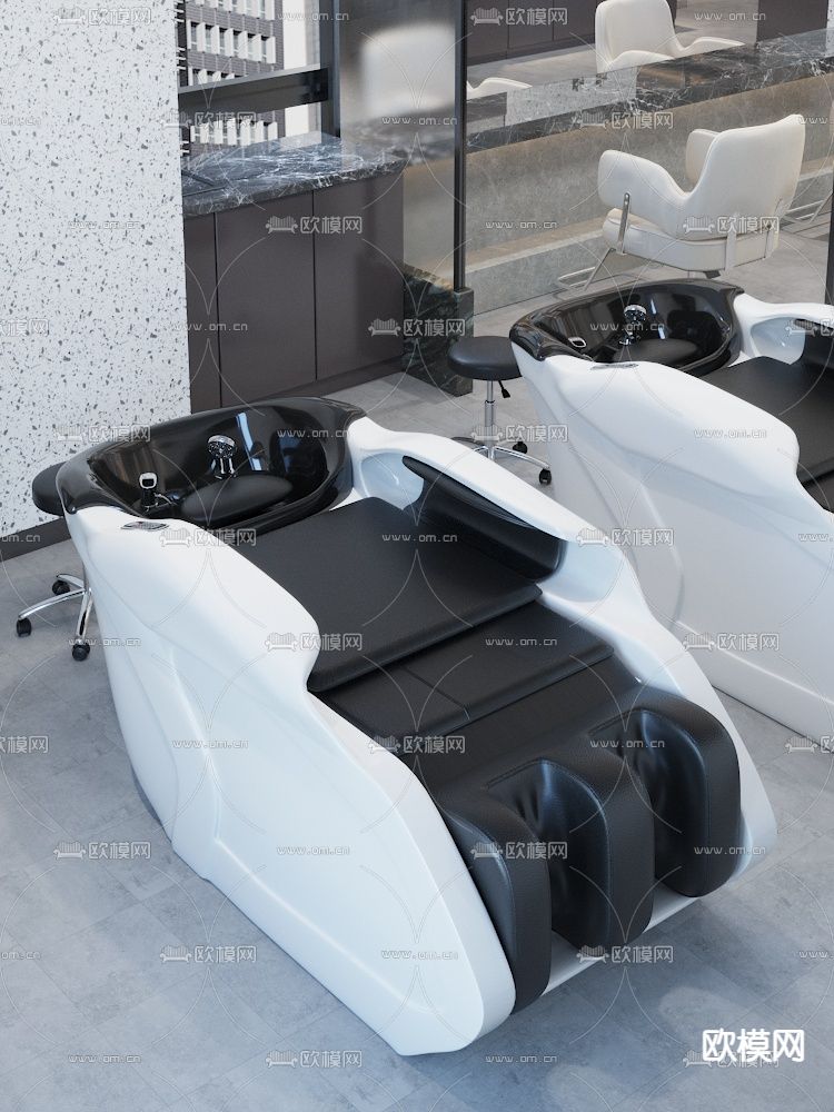现代洗头床 洗发椅3d模型下载（渲染图2）