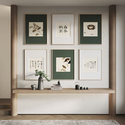 新中式字画装饰画su模型