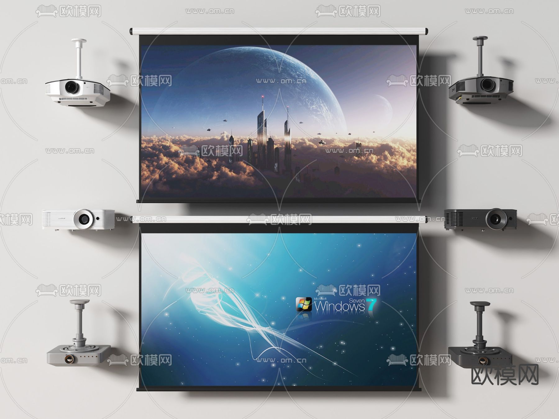 投影幕布 投影仪3d模型下载