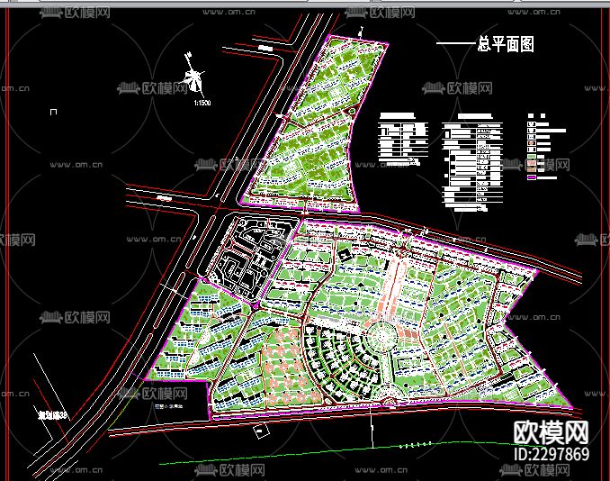 大型居住小区规划CAD施工图下载