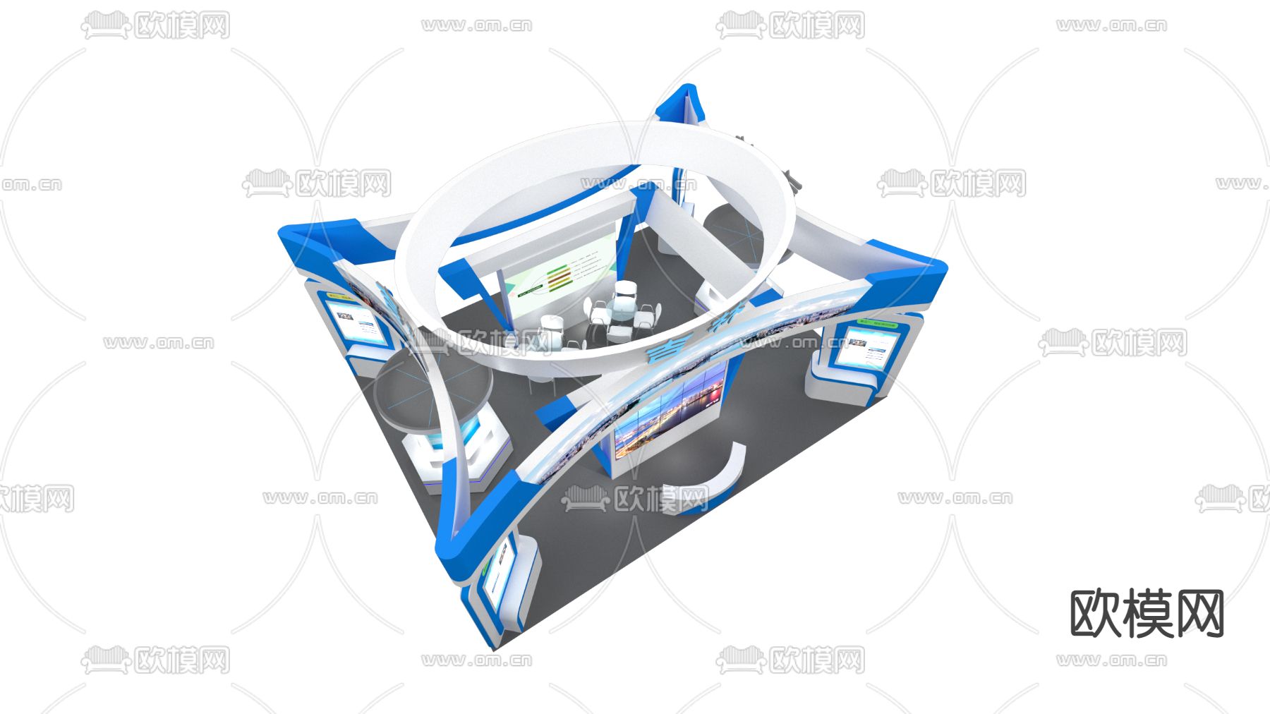 现代展厅展台su模型下载（渲染图3）