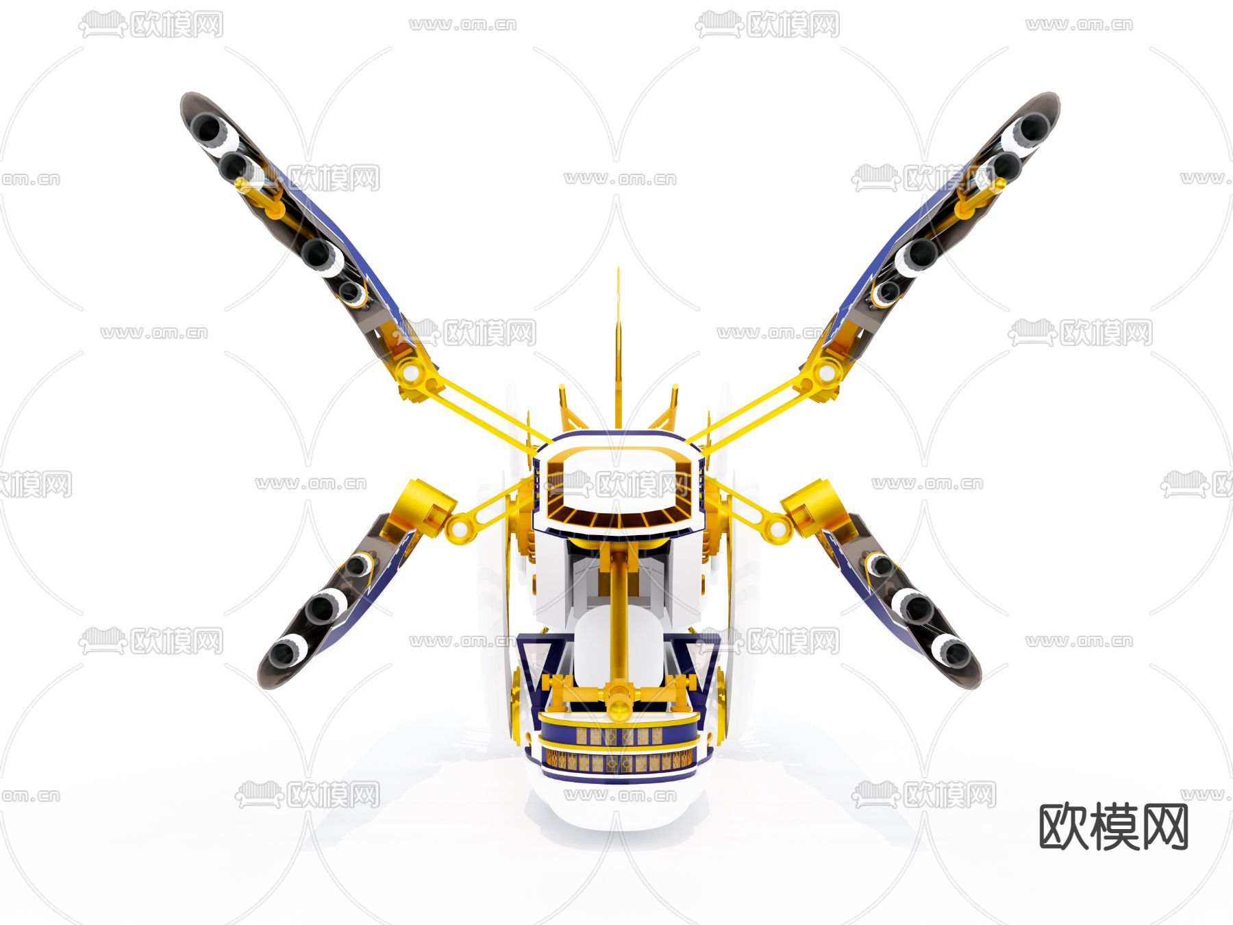 战舰飞船潮玩手办su模型下载（渲染图4）