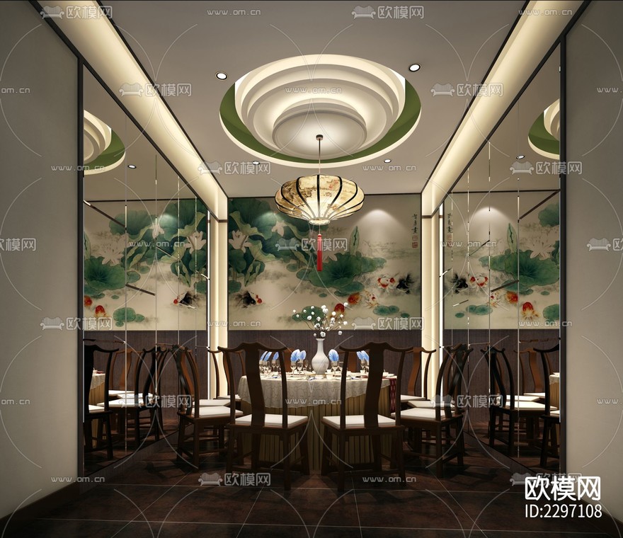 网红新中式餐厅CAD施工图-免费3dmax模型库-欧模网