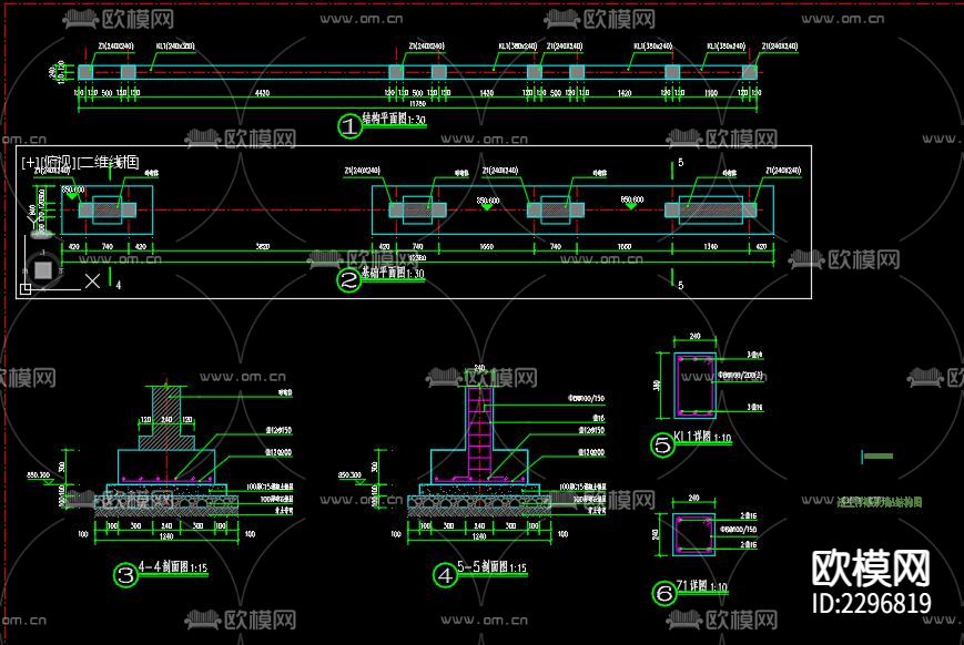 文化景墙cad大样图下载（渲染图1）