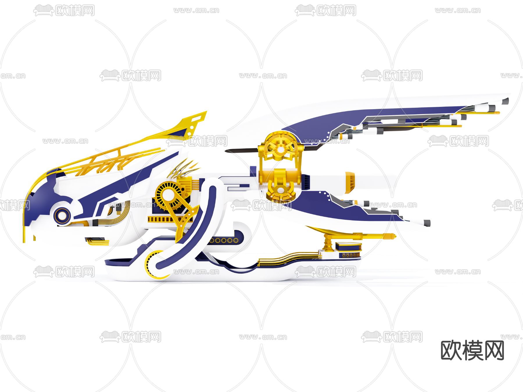 战舰飞船潮玩手办su模型下载（渲染图2）