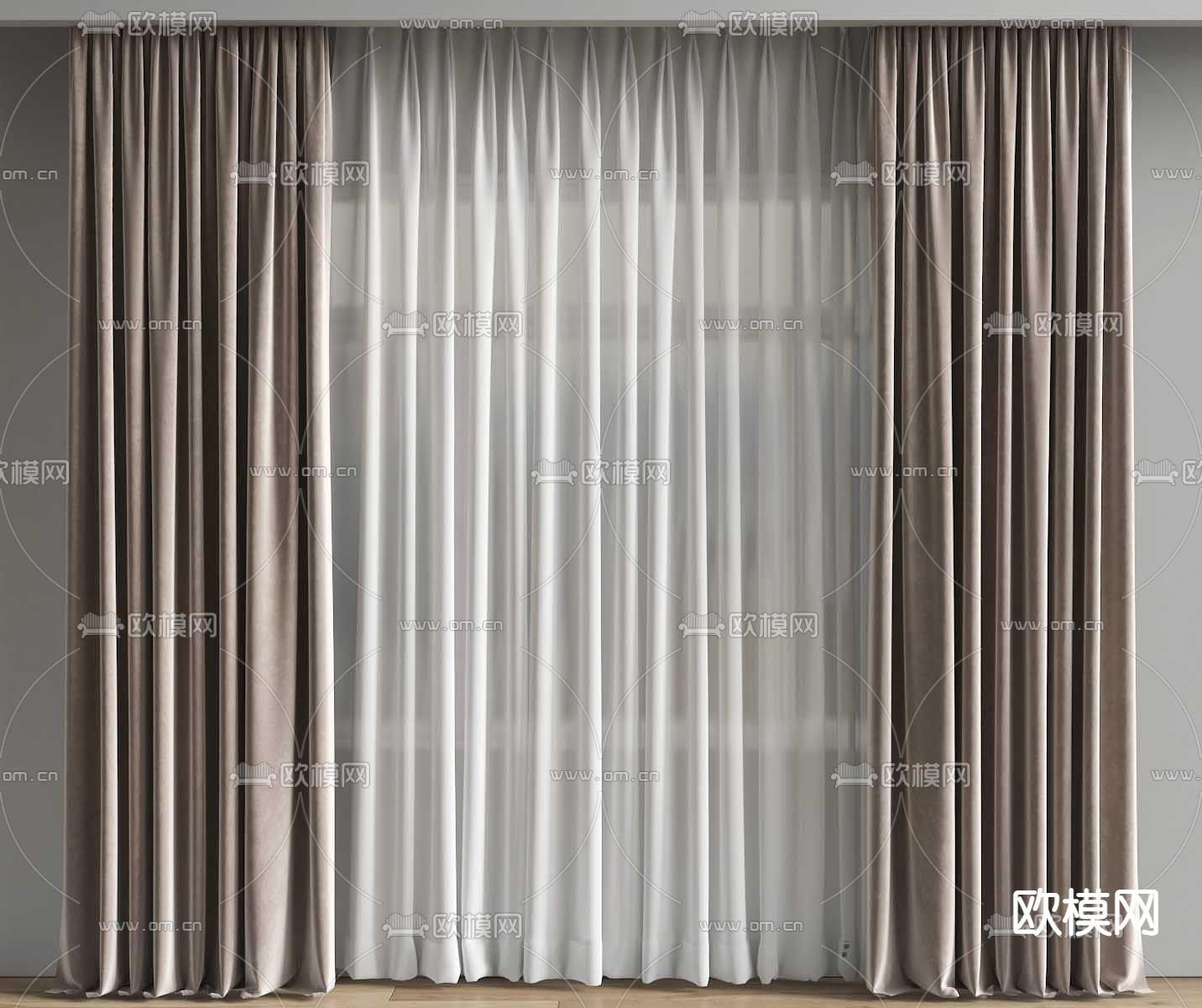 现代窗帘su模型下载（渲染图1）