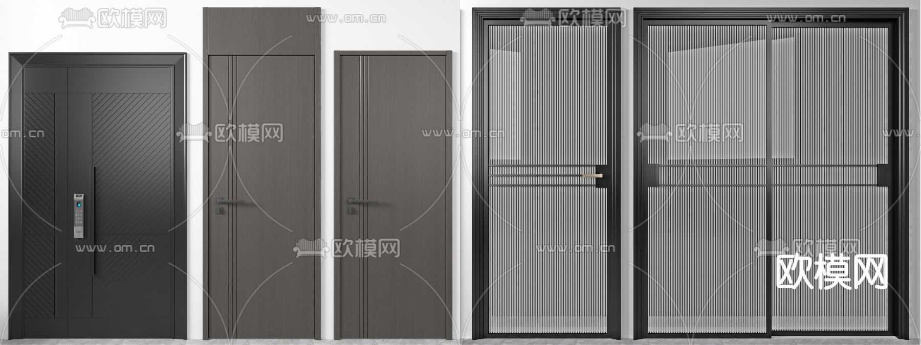 现代房门 密码门 推拉门 单开门3d模型
