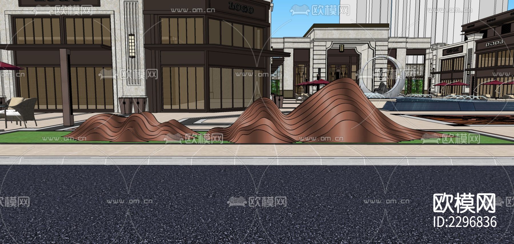 山水景墙cad大样图下载（渲染图6）