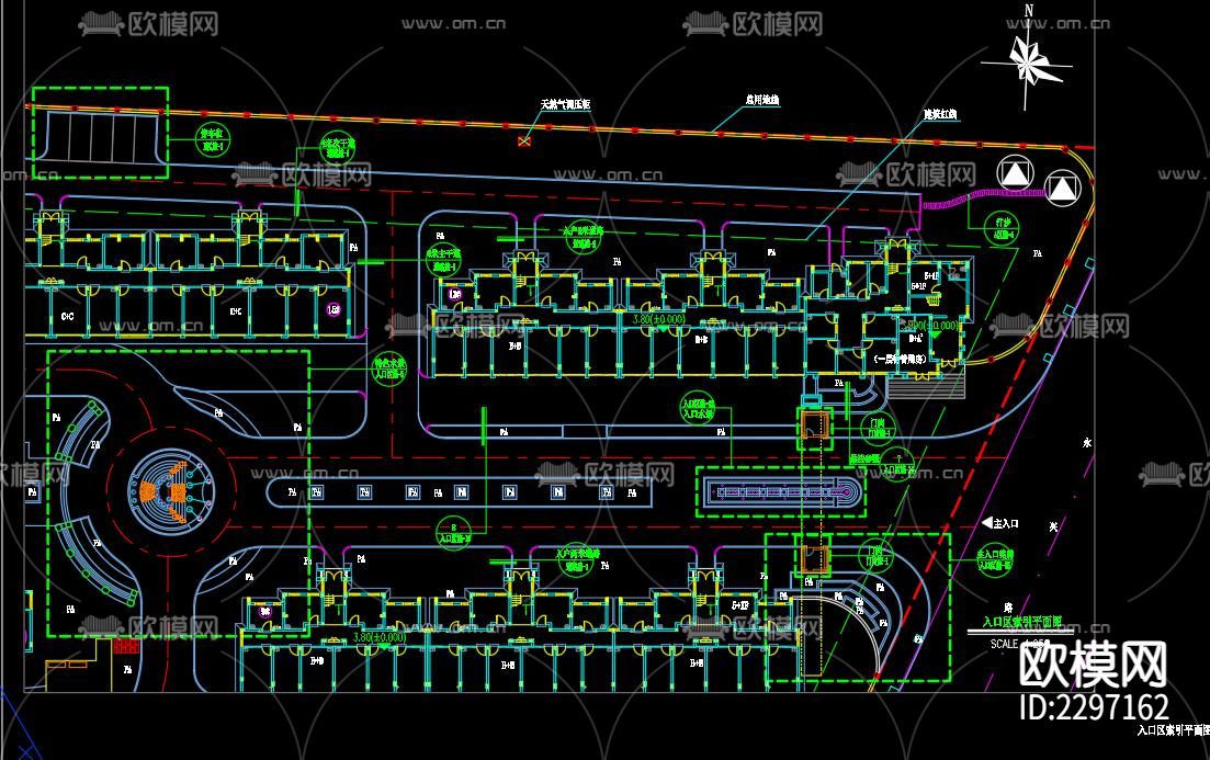新中式景墙入口CAD施工图下载（渲染图7）