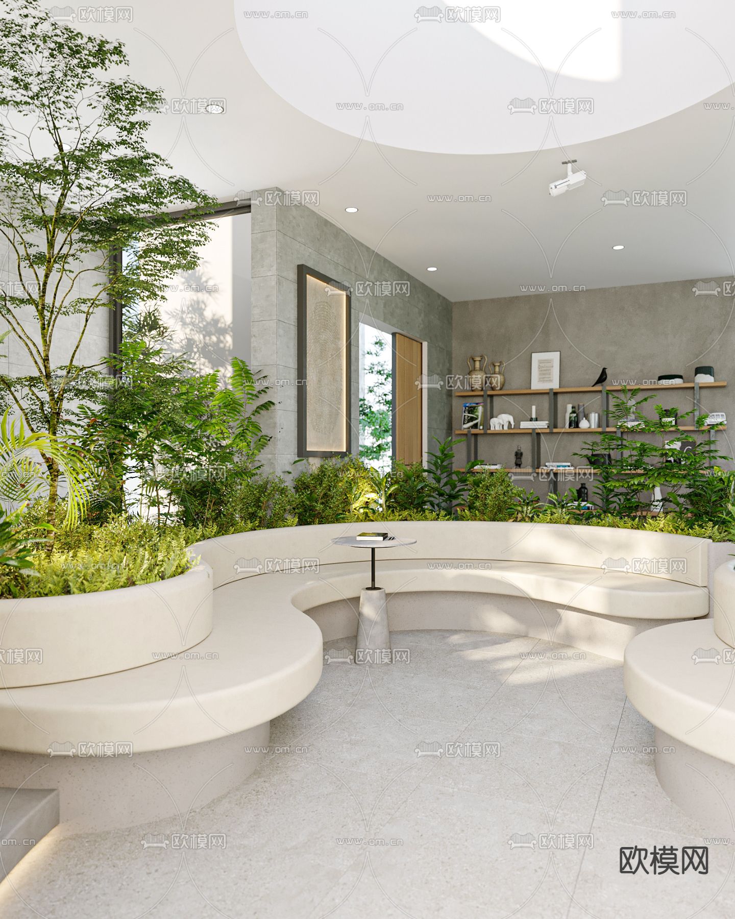 现代办公弧形景观椅 休息区3d模型下载（渲染图2）