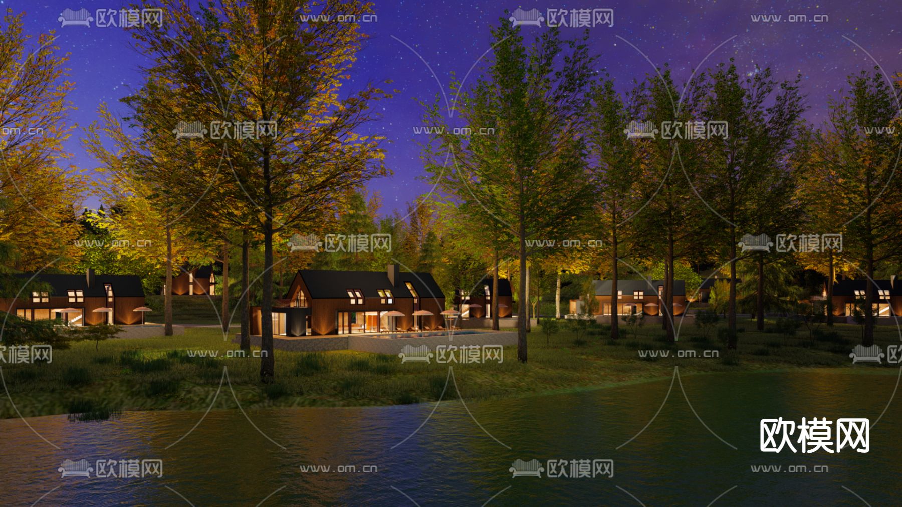 现代民宿建筑外观su模型