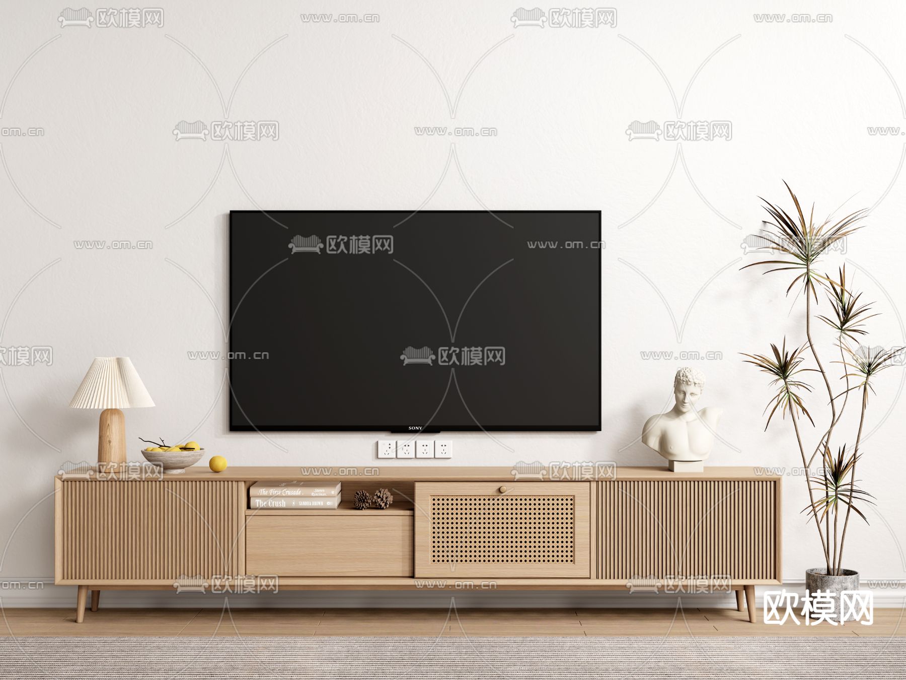 北欧实木电视柜3d模型下载