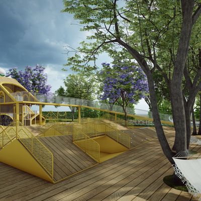  现代儿童活动乐园su模型 