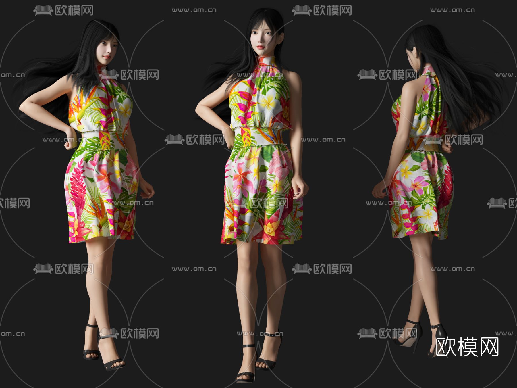 现代女性人物3d模型下载