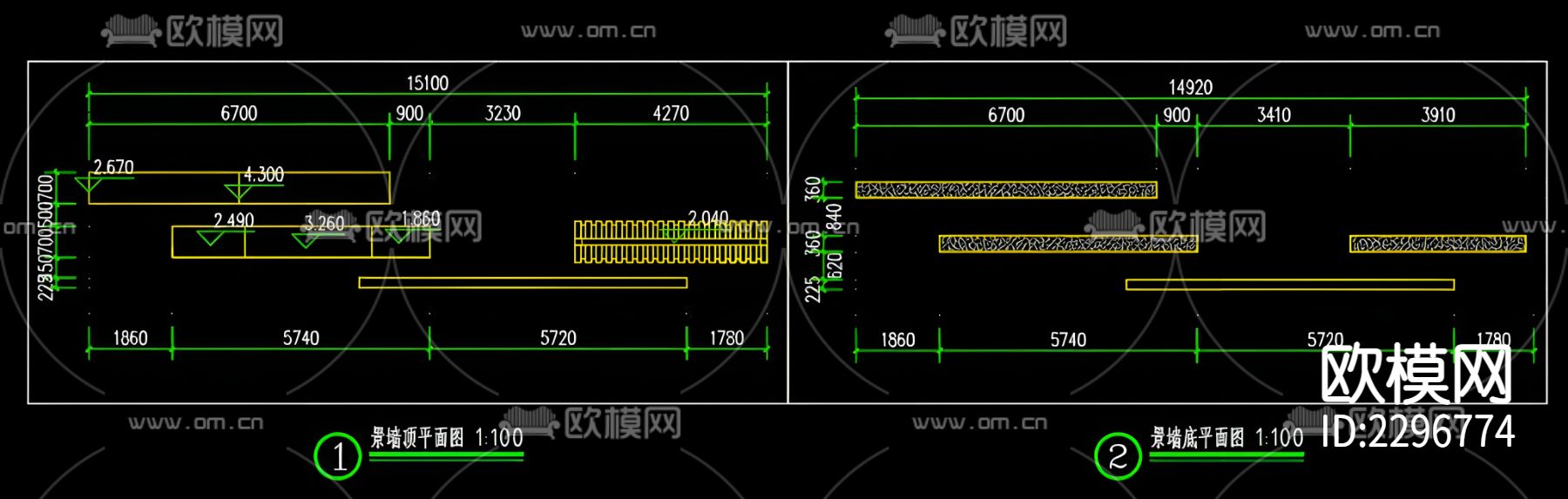 景墙cad大样图下载（渲染图3）