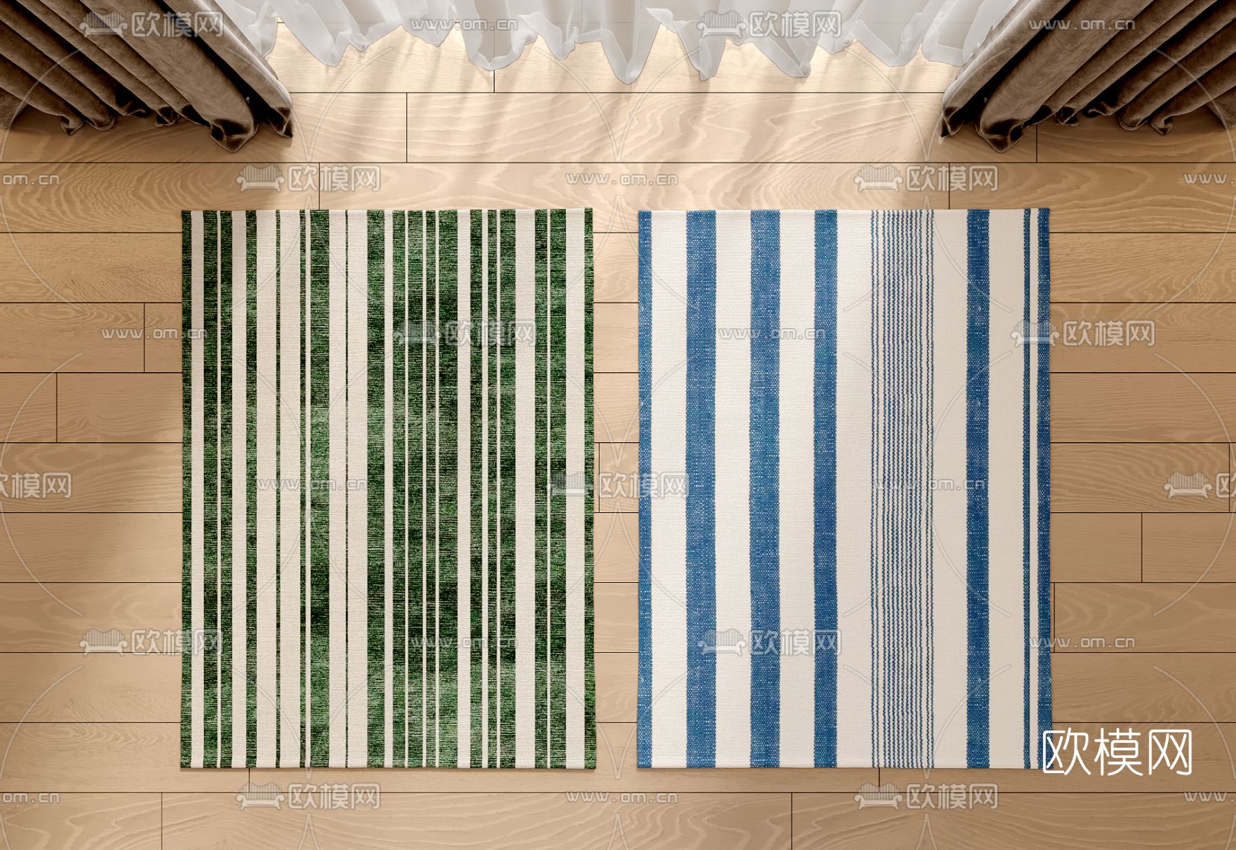 现代条纹地毯3d模型下载