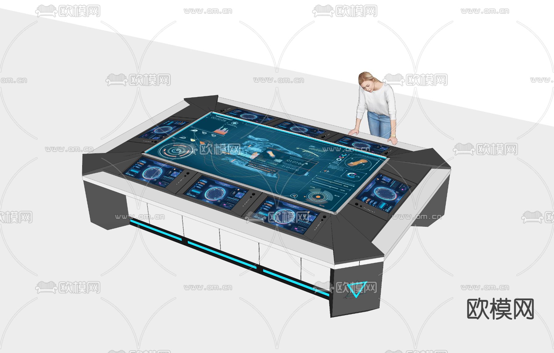 现代大型一体机触控机su模型下载（渲染图2）