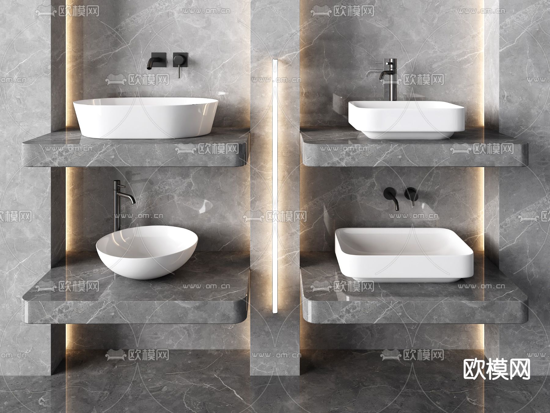 现代洗手盆 台盆3d模型下载